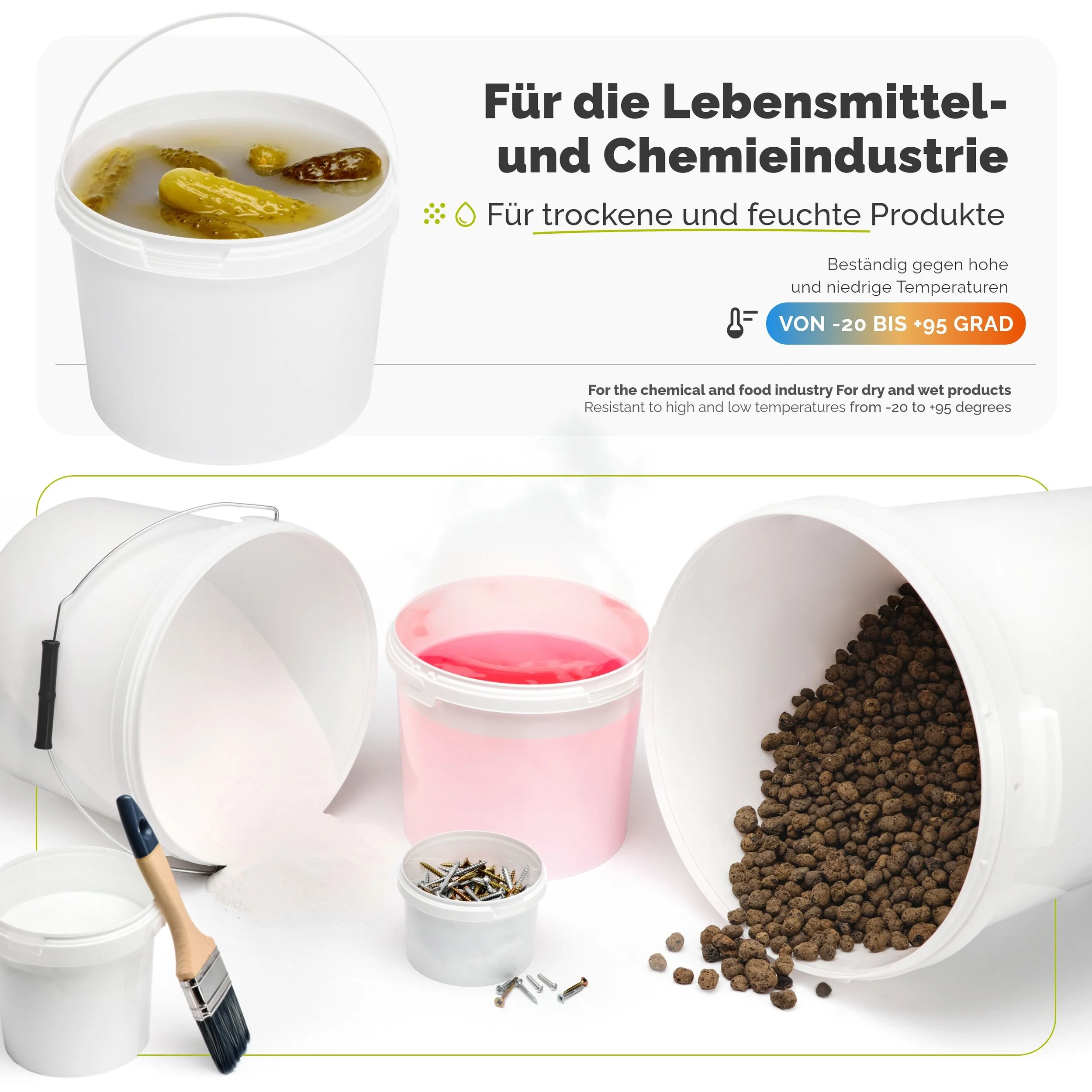 GARRONDA Putzeimer mit Deckel – Weiß, Modell GD-0071 (0,5 l)